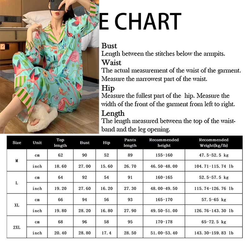 Pajamas for Women in Spring and Summer Long Sleeved Flower and Bird Patterns High-end New Luxurious Sexy Comfortable Home Decor