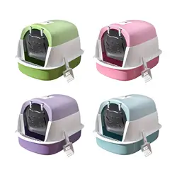 Hooded Cat Litter Box with Lid Cat Litter Tray Fully Enclosed Cat Toilet Pet Litter Box with Lid Kitten Potty for Indoor Cats