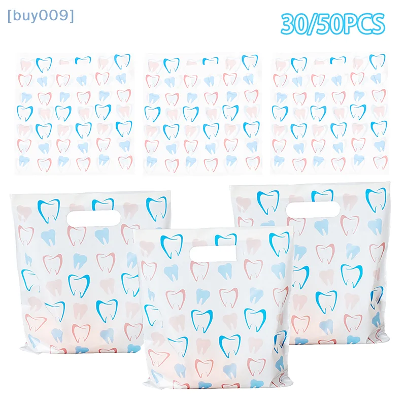 

30/50pcs Dental Bags For Dental Patients, Bulk Plastic Dental Goods Gift Bags For Hygienists, Dentists, Patient Care Clinics,