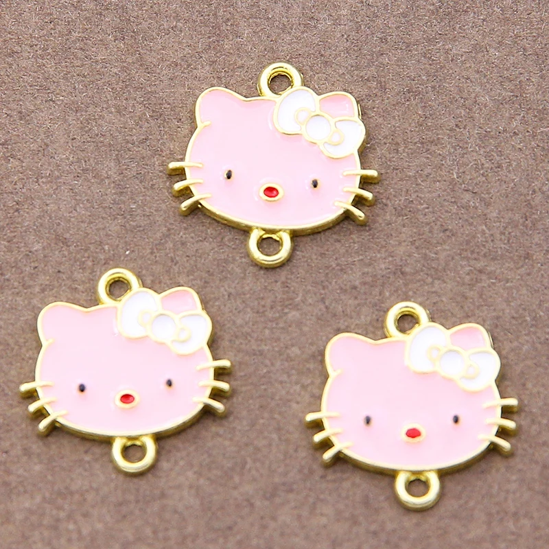 10pcs/lot Fashion  Enamel Color Cat Moon Sun Flower Connector Charms Pendant DIY Necklaces Earrings for Jewelry Making Accessori