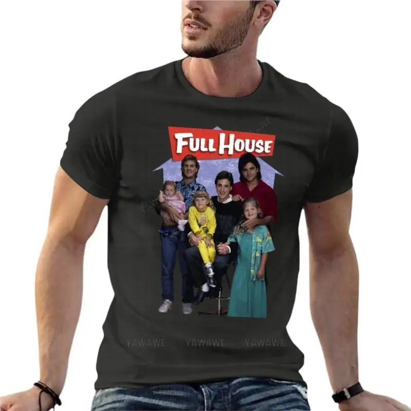 Póster de película de la serie de televisión Full House 1987, camisetas de gran tamaño, ropa estampada para hombre, ropa de calle de manga corta, camiseta de talla grande