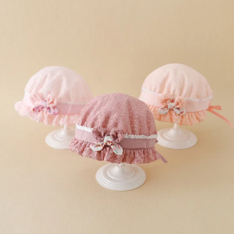 

Lace Flower Baby Bucket Hat Summer Bow Baby Boys Girls Sunshade Basin Cap Adjustable Toddler Kids Sun Hat