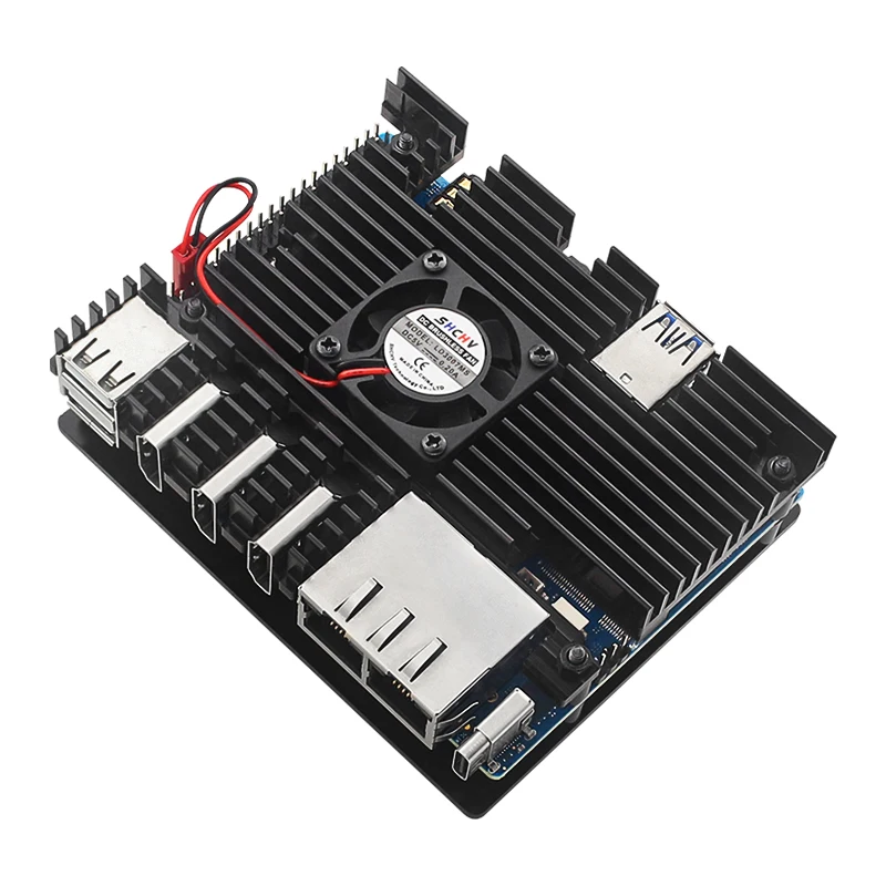 Orange Pi 5 Plus Aluminum Case Active Passive Metal Cooling Enclouse with Cooling Fan Heatsinks Metal Shell for Orange Pi 5 Plus