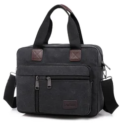 Canvas Men's Shoulder Bag New Large capacity Handbag Leisure Travel Business Shoulder Bag Hunged Retro Crossbody Briefcase