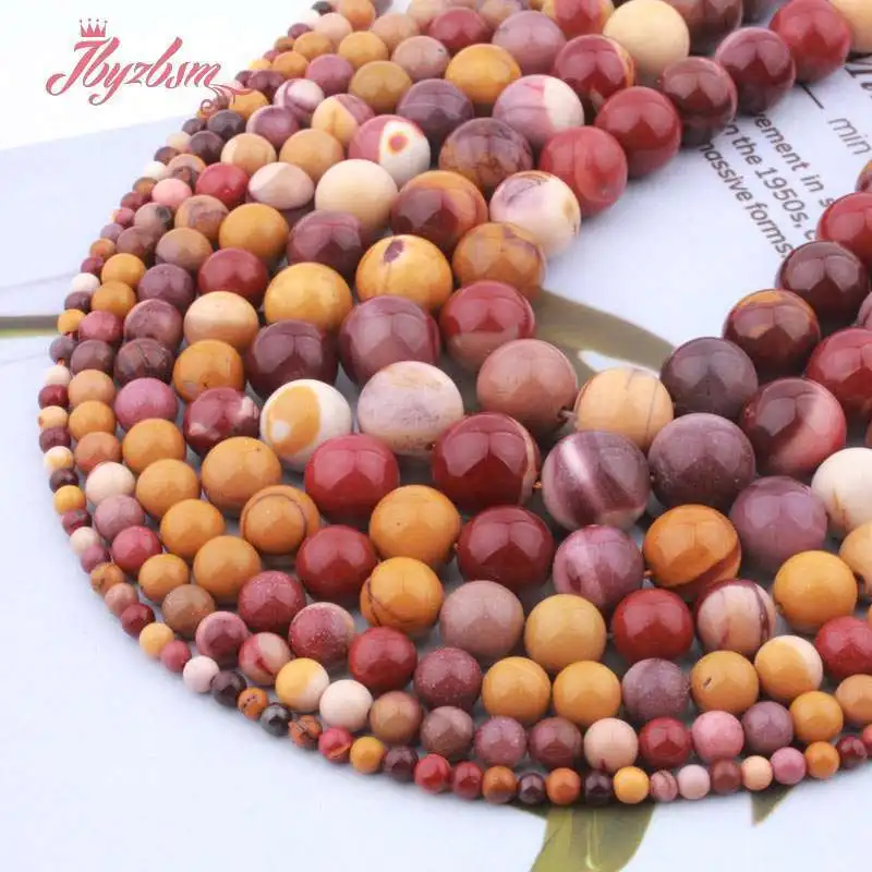 Natural Mookaite Jaspers Multicolor Loose Stone Beads For DIY Necklace Bracelets Jewelry Making Strand 15