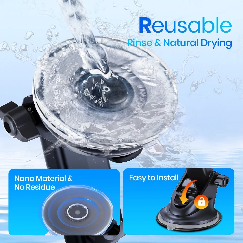 حامل هاتف السيارة المغناطيسي Mag-Safe للزجاج الأمامي ولوحة القيادة [شفط قوي] ذراع طويل قابل للتعديل للهواتف المحمولة