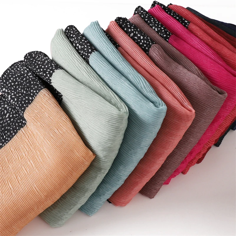 

Women Big Size Plain Solid Cotton Rayon Crease Hijab Scarf Lady High Quality Wraps and Shawls Musulman Headband Islamic Turba
