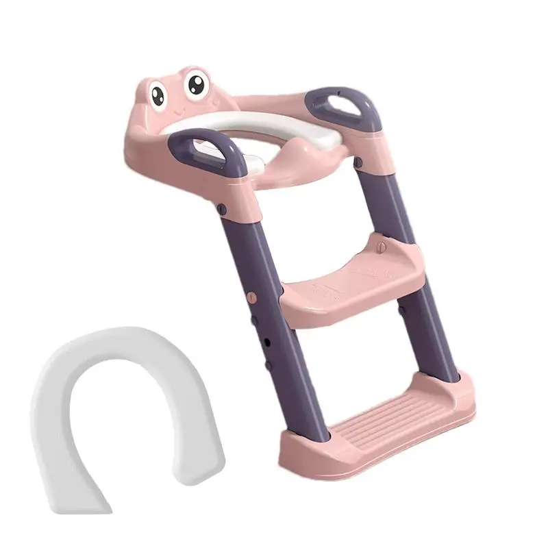 

Potty Seat With Steps Foldable Toilet Ladder Potty Stairs Non-Slip Over The Toilet Potty Seat Step Up Potty Seat With Handles