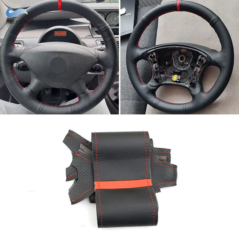Car Red Line Strip Steering Wheel Cover For Citroen Xsara Picasso 2001-2010 Berlingo 2003-2008 C5 2001-2006 Peugeot Partner
