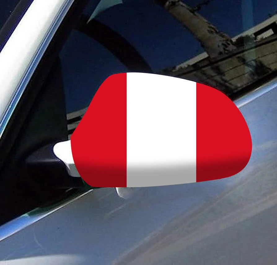 Directly Delivery 2 Pcs Free Size Four-way stretch fabric Peru Flags Car Mirror Cover