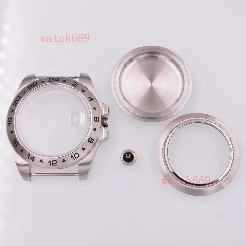 40mm Silver Watch Case Sapphire Glass Fixed Bezel fit NH35 NH36 NH34 ETA2824 PT5000 Movement