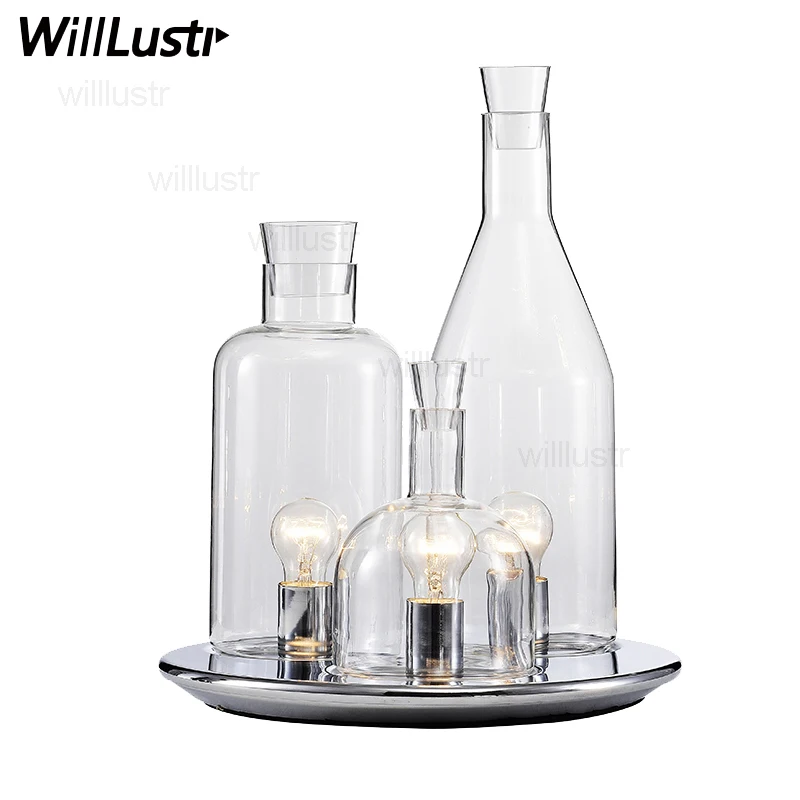 clear milk white glass light Replica ITRE Guido Rosati Bacco design 123 three bottles table lamp fashion bedside sofa side hotel