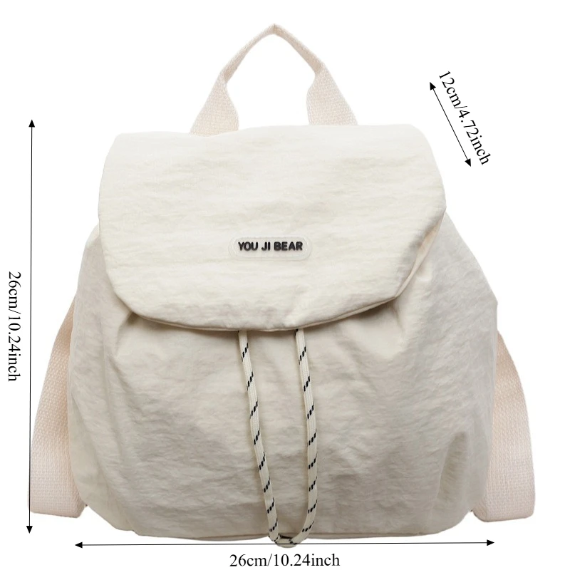 1pcs Soft Washed Fabric Korean Women Backpack Solid Color Large Storage Lightweight Travel Casual Daypack image 4