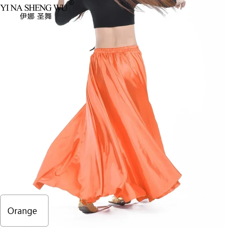 Jupe longue gitane de danse du ventre en Satin, grande balançoire, jupe de soleil Flamenco espagnole à 360 degrés, 14 couleurs, Costume de danse pour femmes danseuses