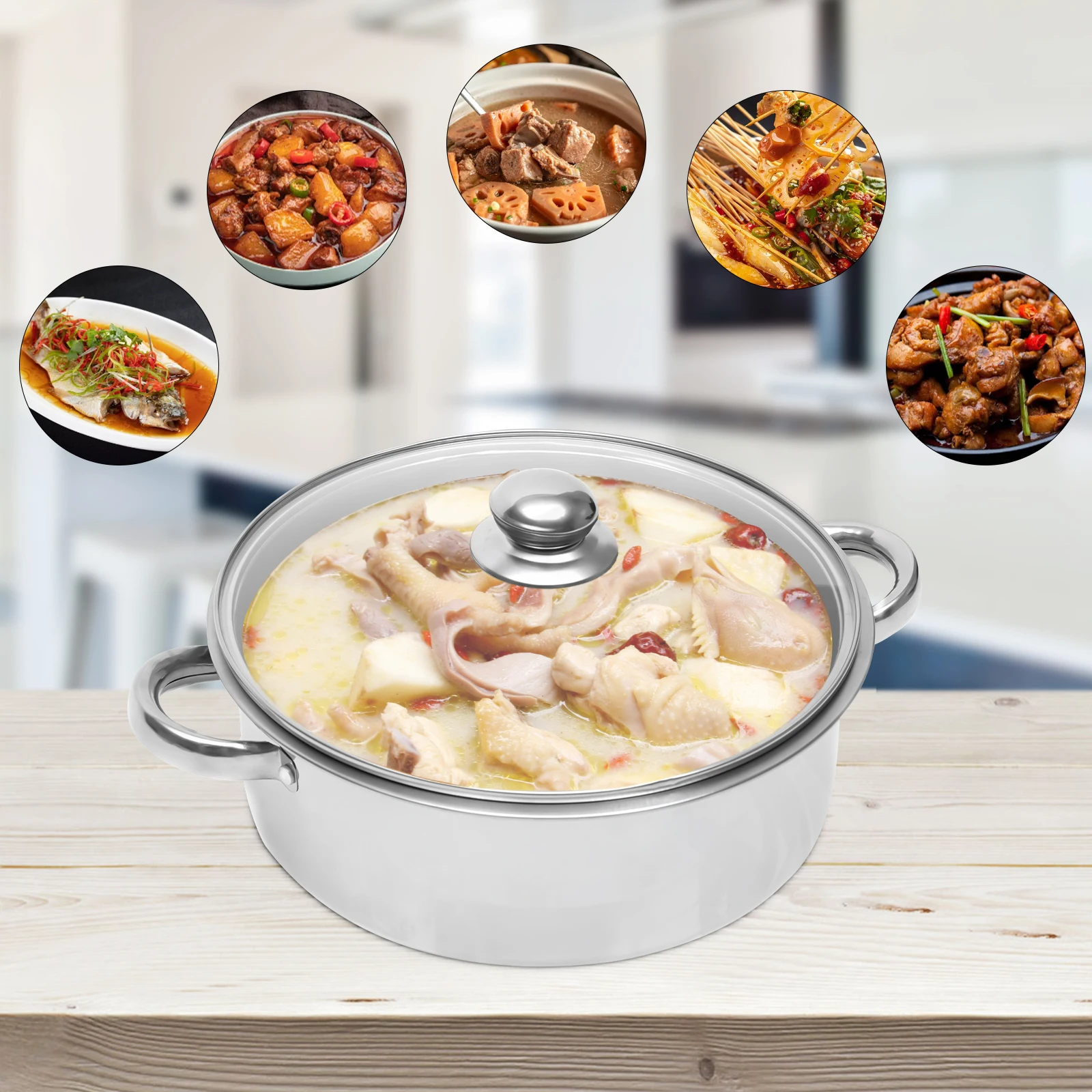 

5-уровневая пароварка из нержавеющей стали со стеклянной крышкой и композитным основанием для всех плит, здорового приготовления пищи