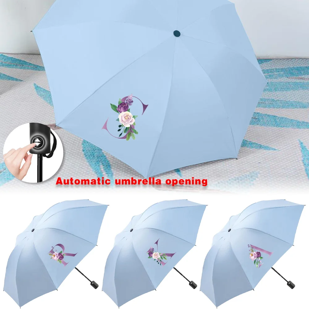 Sun Rain Umbrellas Collapsible Fully Automatic Protection Increased Thickness Windproof Compact Travel Essentials Purple