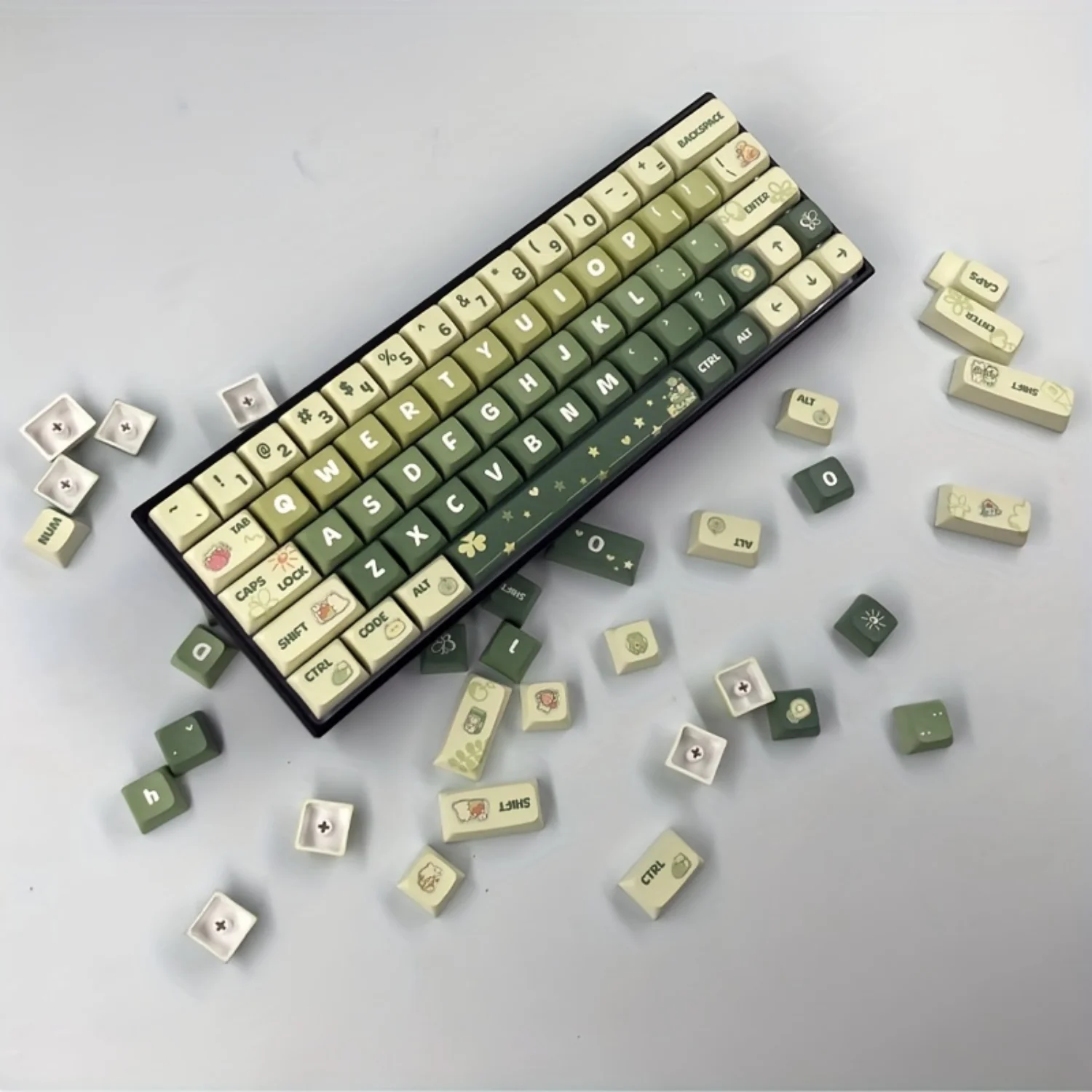 

133 Keys Light Green Keycaps PBT Thermal Sublimation XDA for 61/64/68/75/84/87/96/98/100/104/108/Mechanical Keyboards