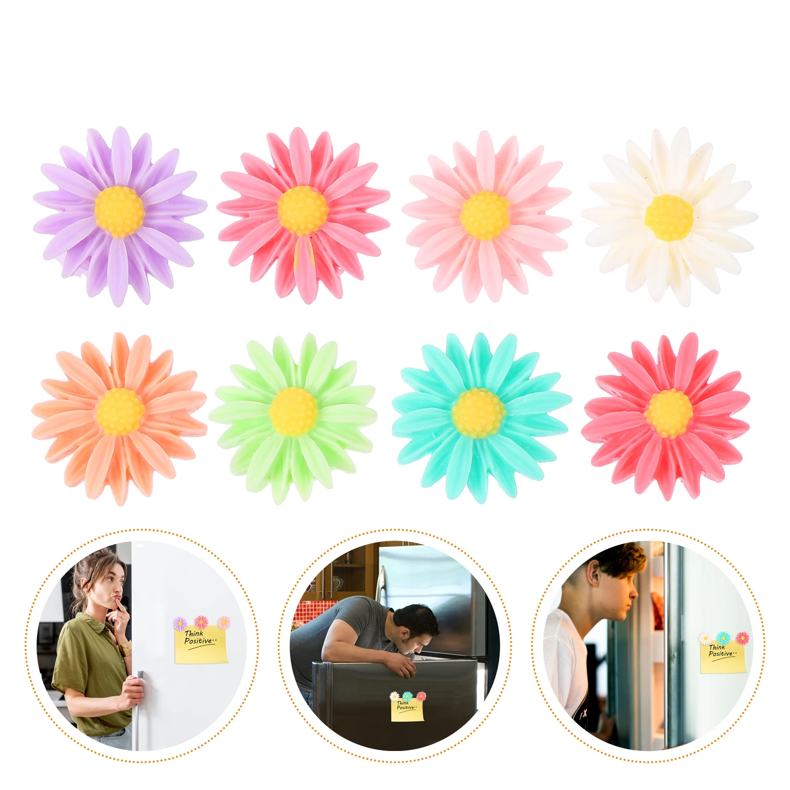 

24 Pcs Daisy Flower Fridge Magnets Charming Decorative Stickers for Kitchen Metal Surface Household Appliances Refrigerator