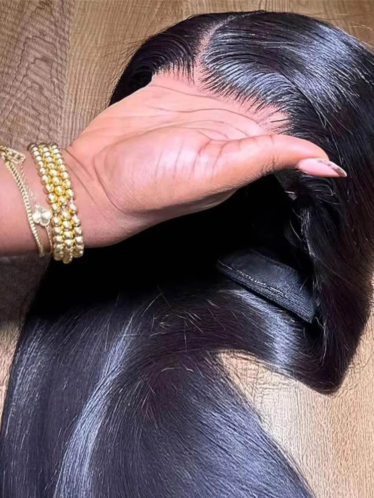 34 42 Inch Bone Straight Lace Front Wigs 13X6 Swiss Full Lace Human Hair Wigs Pre Plucked With Baby Hair 250 Density Real Human Hair Wig Silky Straight 13x4 HD Lace Frontal Wigs for Women Natural Black