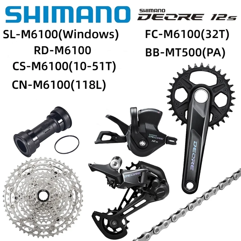 SHIMANO DEORE M6100 12speed Groupset Shifter Rear Derailleurs Chain FC-M6100 Crankset BB-MT501 MT500 Bracket 11-51T Cassette