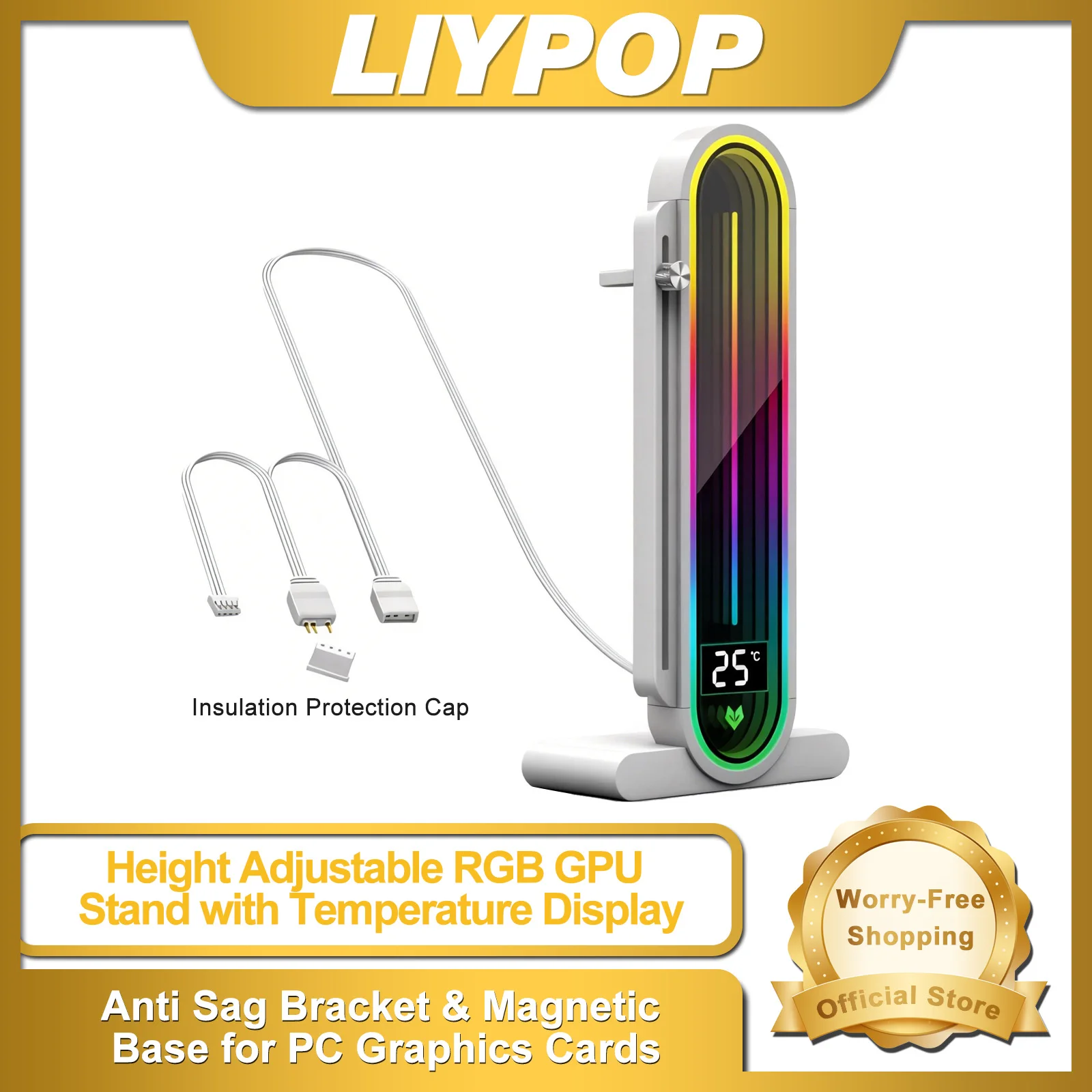 

GH3 Pro Temperature Display Graphics Card Bracket Computer ARGB Vertical Adjustable Lens Support Stand Holder