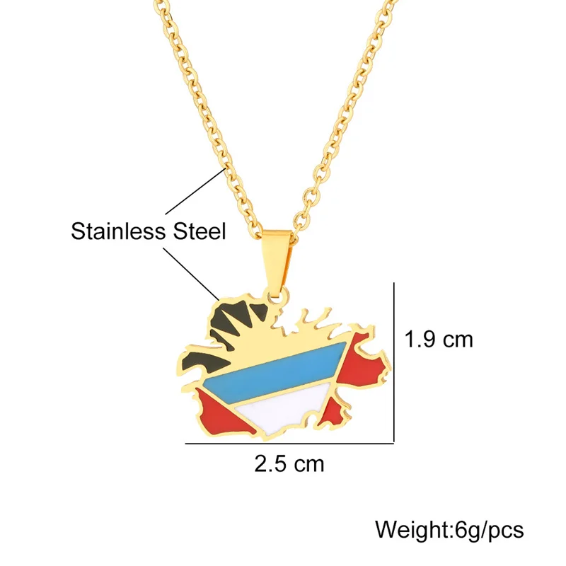 European And American Stainless Steel Antigua Map Pendant Necklace Gift For Friends