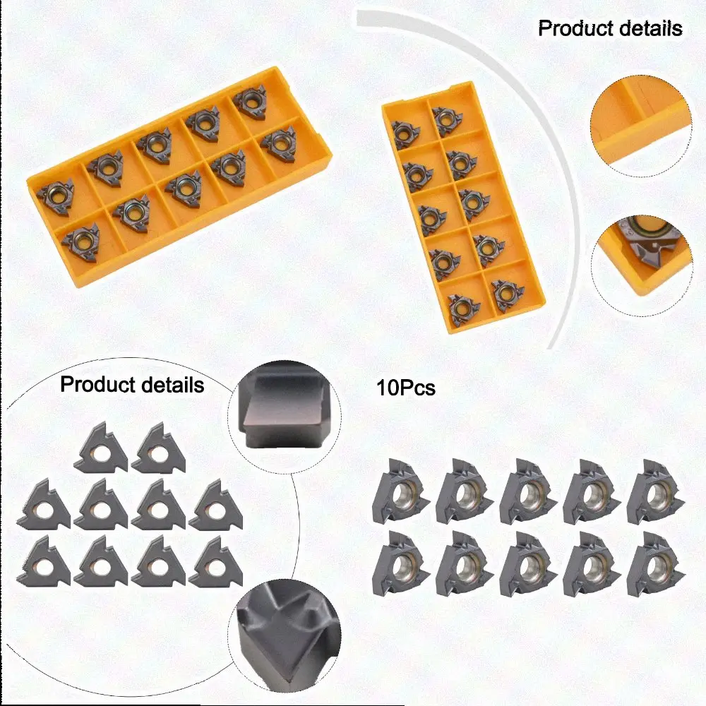 10pcs 16IR AG60-TF PR1115 Carbide Thread Inserts 16ER 3/8 Inch CNC Turning Tool Tips For Metal For Semi Finishing And Machining