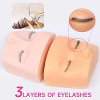 Cabeza de Maniquí de pestañas de 3 capas para practicar extensiones de herramientas de maquillaje de pestañas herramientas de entrenamiento de injerto modelo de práctica de maquillaje
