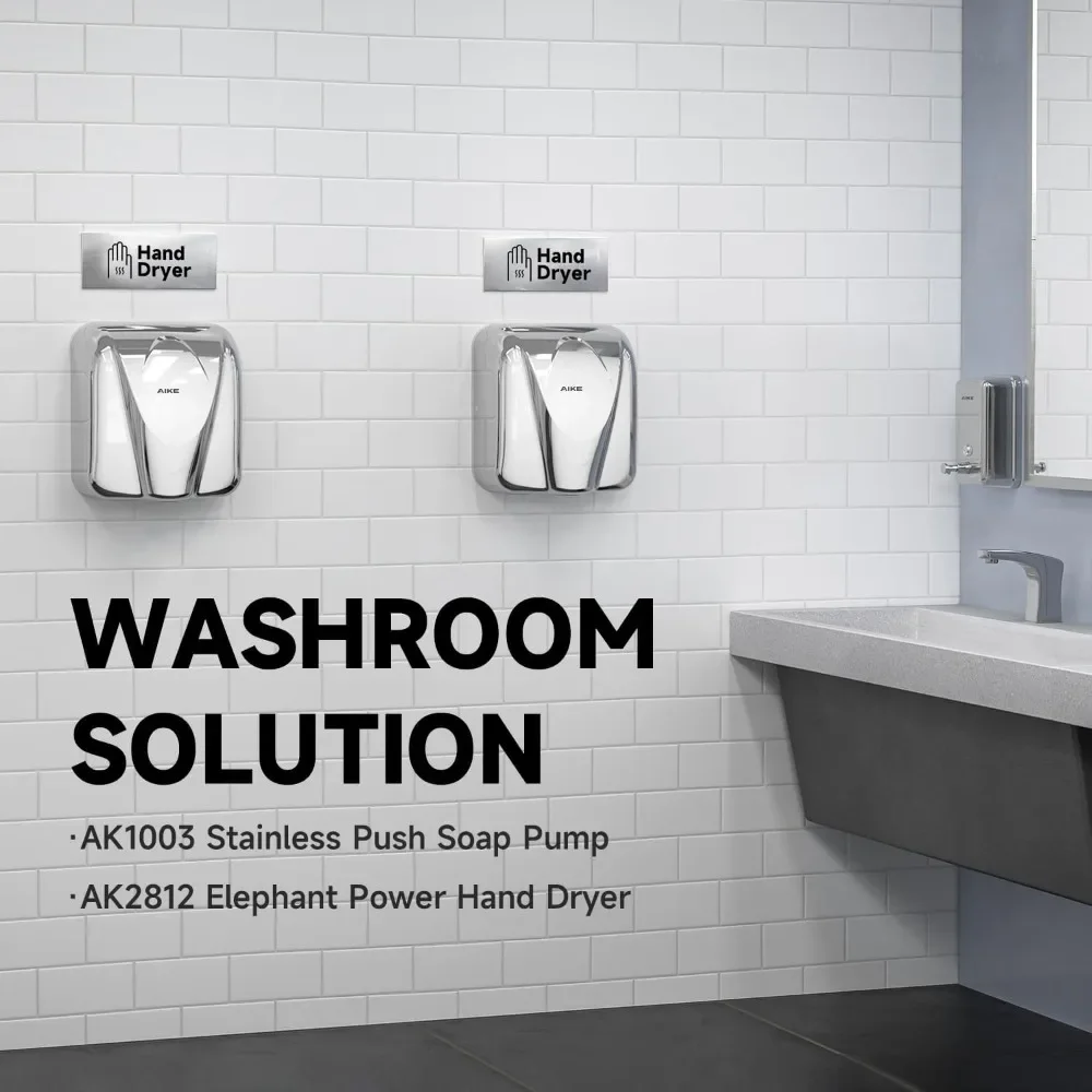 Commercial Hand Dryer High Speed Auto Warm Wind, Polished Stainless Steel Cover AC110V-130V Model AK2812