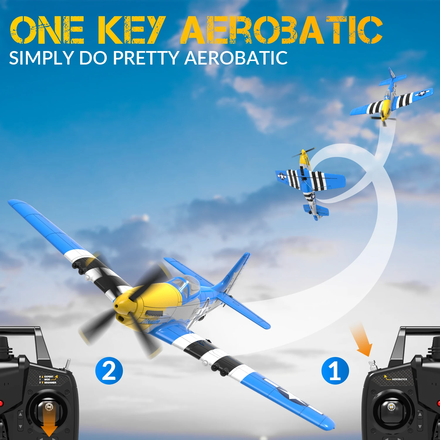 400MM P51 P51D Mustang RTF Remote Control Plane Aircraft 4-Channel RC Trainer Xpilot Stabilization EPP For Beginners Experts