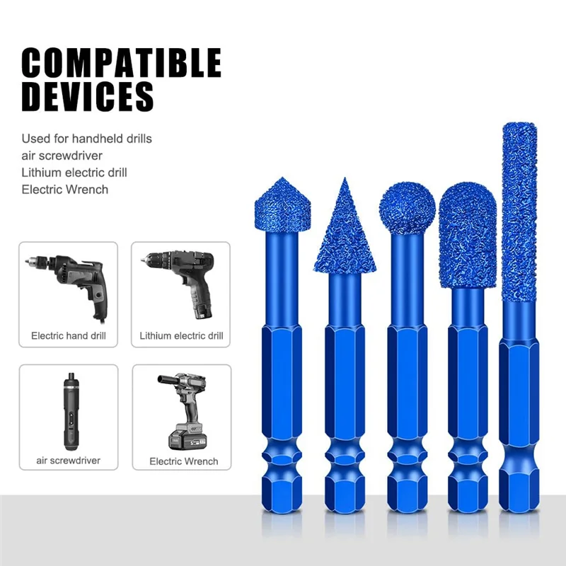 A95I-Per precisione per incisione e lucidatura Set di punte da trapano per molatura diamantata da 7 pezzi