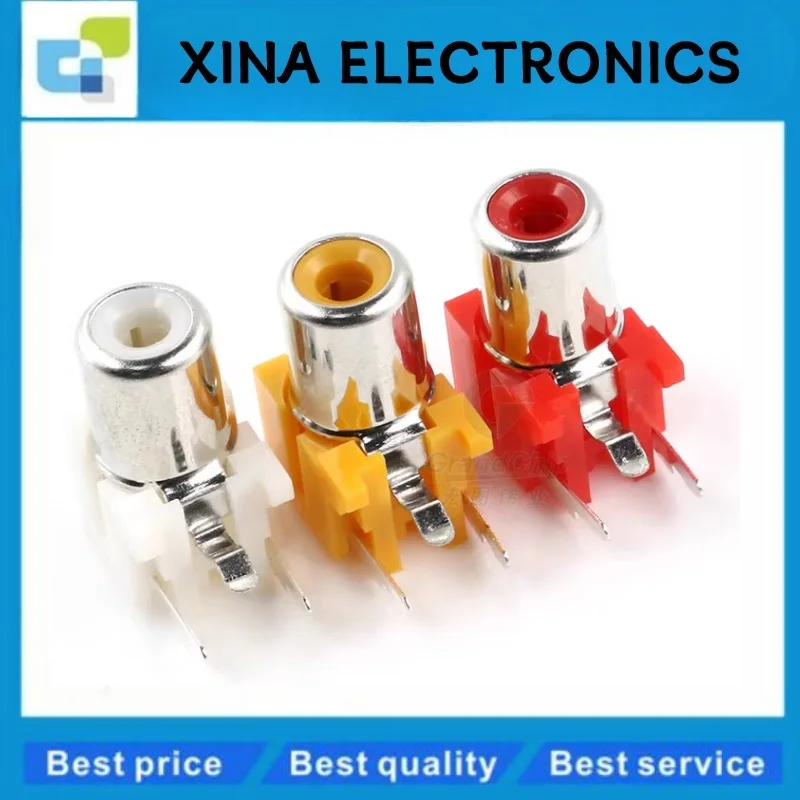 10PCS/LOT AV-8.4-5 2x Holes 2Pins RCA Sockets 90Degree Audio Video Connecctors Jacks yellow white red 3PIN