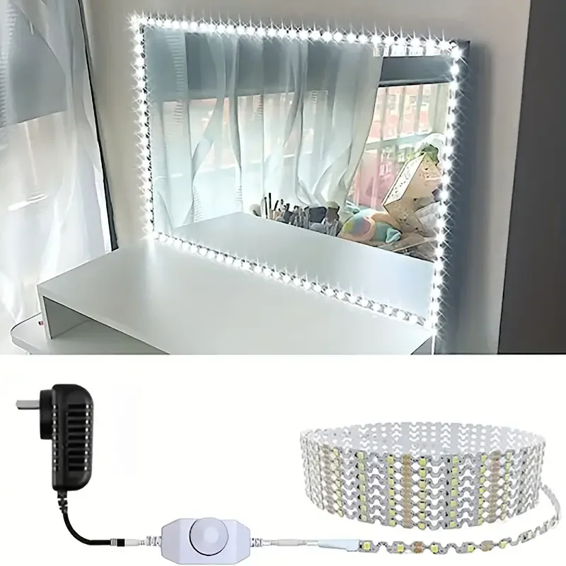 13ft/4m Led Vanity Mirror Light,Bendable Without Cutting,Makeup Mirror Coat Room Adjustable Light, With Dimmer And Power Supply