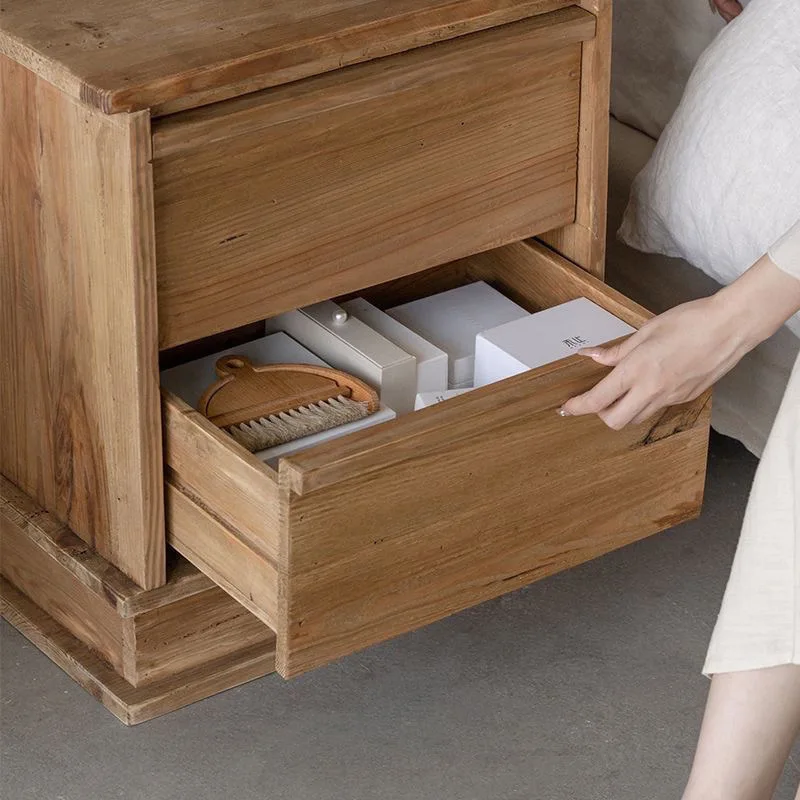 

Home retro solid wood bedside table wabi wind simple modern storage cabinet drawer cabinet old pine small side cabinet