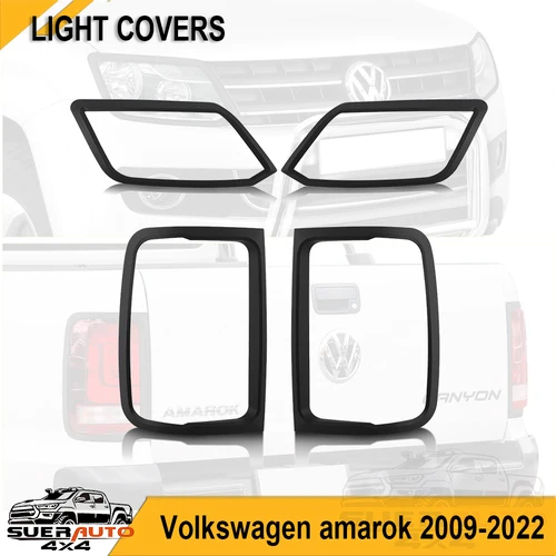 Cubierta de luz trasera de faro para Volkswagen AMAROK V6 2009-2022, accesorios exteriores de coche, capós de lámpara delantera trasera ABS negro mate