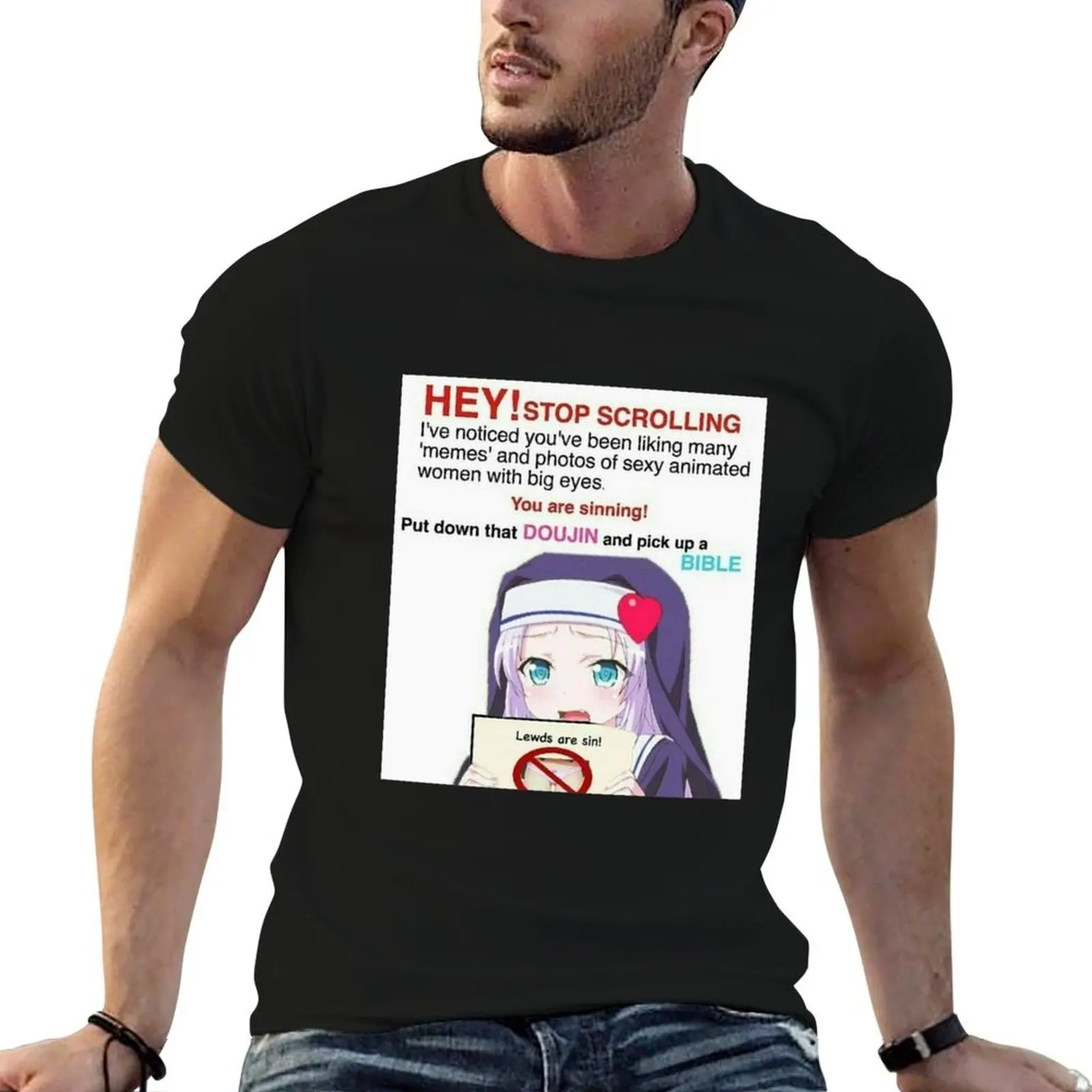 Dont lewd T-Shirt topping anime stuff black t shirts for men