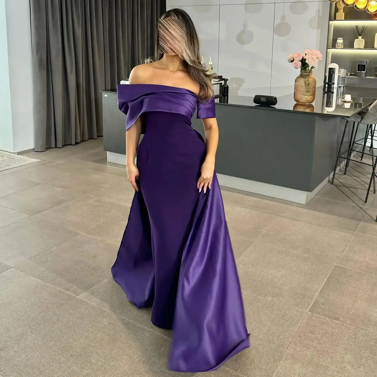 AsaNagi Saudi Elegantes Lila Meerjungfrau Abendkleid Damen Satin Party Abendkleid Bodenlang Kleider für besondere Anlässe individuell gestaltet