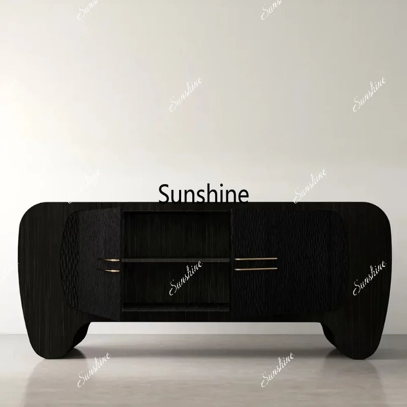 Wabi Sandy Wind Solid Wood Locker Simple Entrance Cabinet Villa Light Luxury TV Cabinet