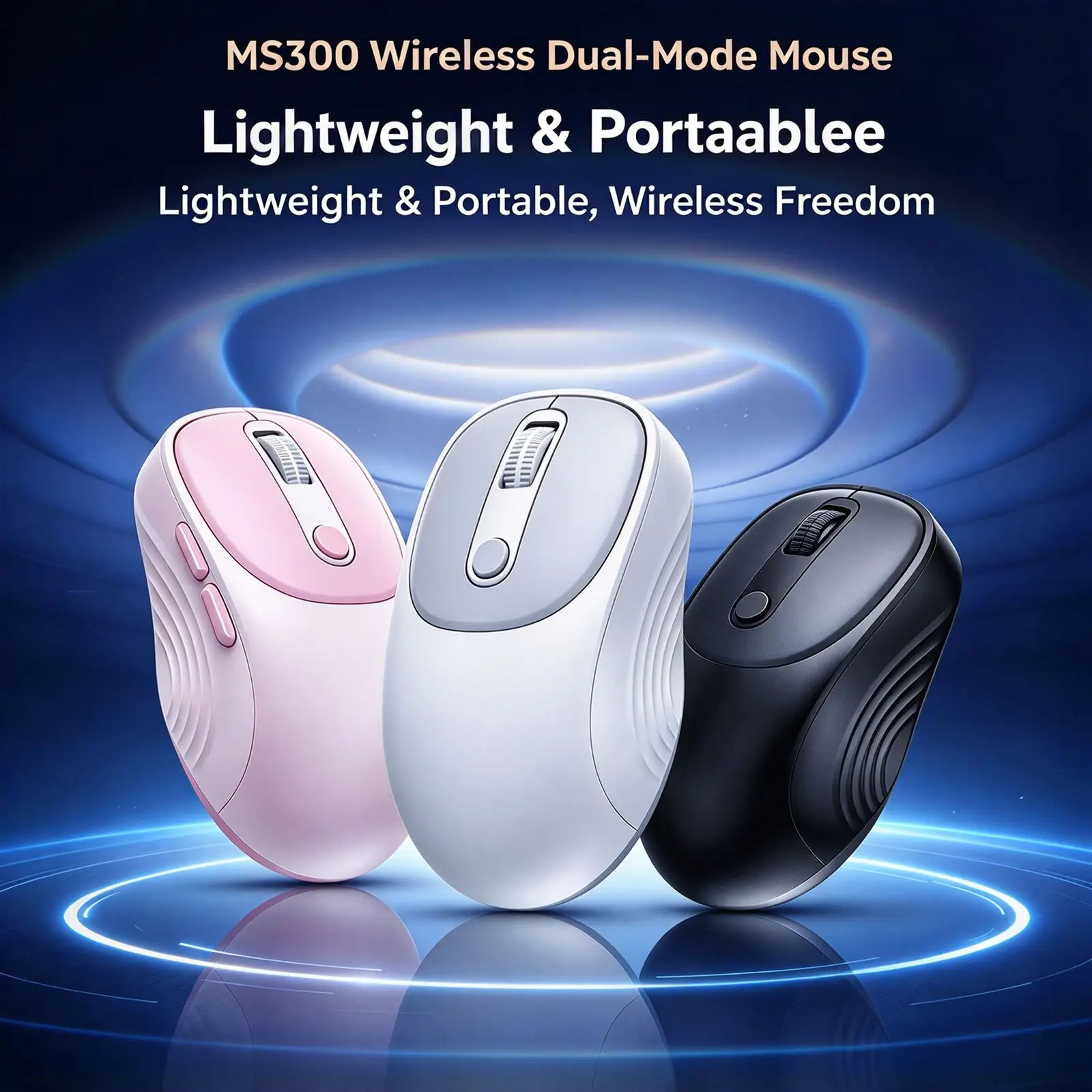Wireless Mouse 2.4G & Bluetooth Dual Mode Silent Click 3 DPI Adjustable Ergonomic Side Button Portable Office Mice For Laptop PC