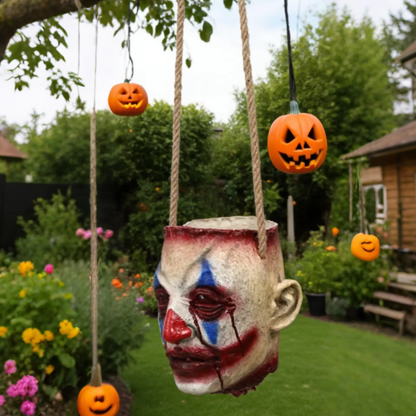 Halloween Scary Head Candy Bag Trick or Treat Bags Bucket Latex Crossbody Candy Clown Bags Horror Cosplay Props For Bloody