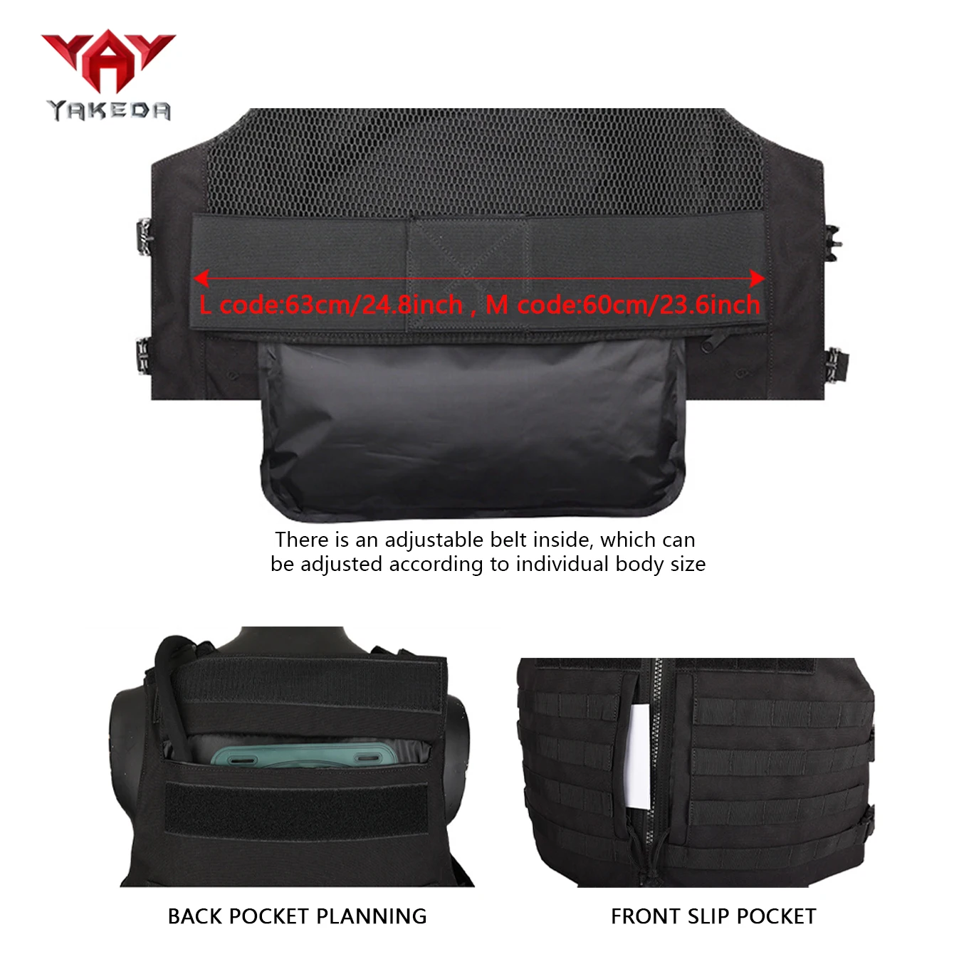 YAKEDA Adjustable Shoulder Strap Quick Release Buckle Hunting Tank Top MOLLE Expansion with Hidden Pocket