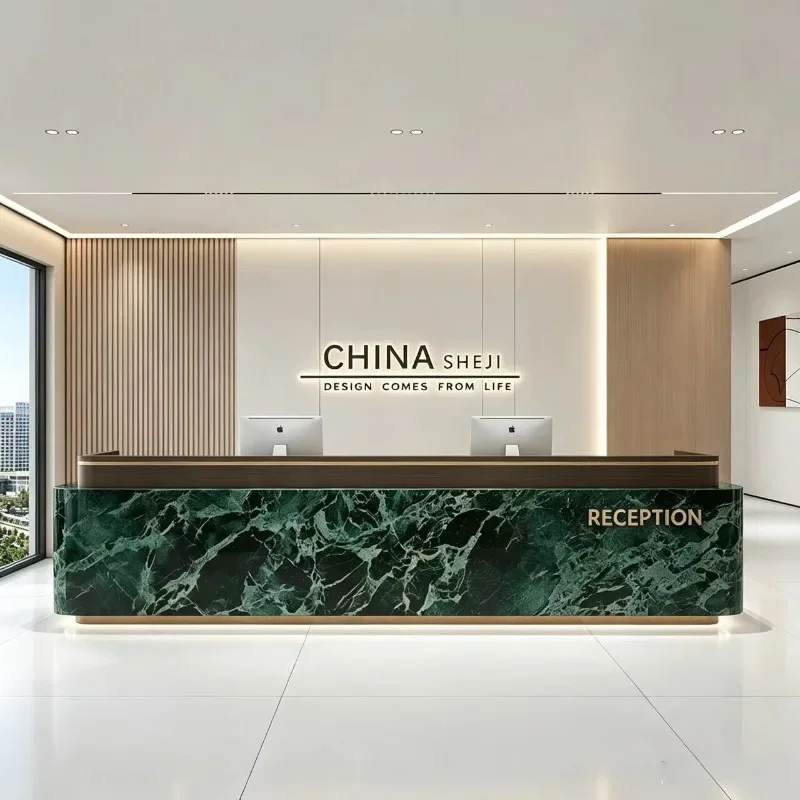 a*-Company Aesthetic Reception Desks Beauty Salon Wood Welcome Display Reception Desks Design Modern Trendy Furniture/.