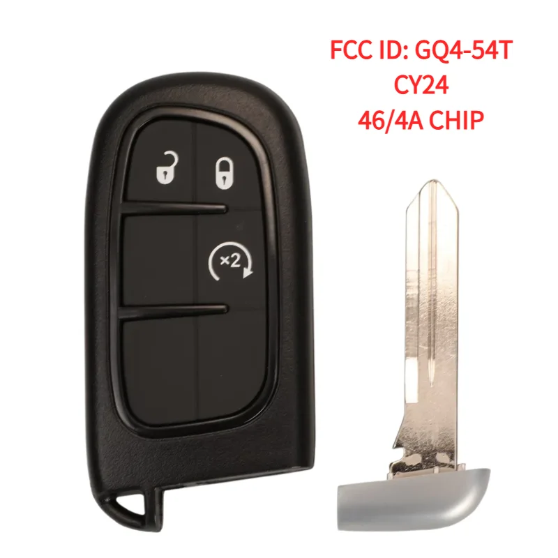 3 Buttons Remote Car Key FCC ID: GQ4-54T ASK433.92MHz PCF7953M 46 chip/4A chip CY24 blade For Chrysler/Jeep/Dodge/RAM