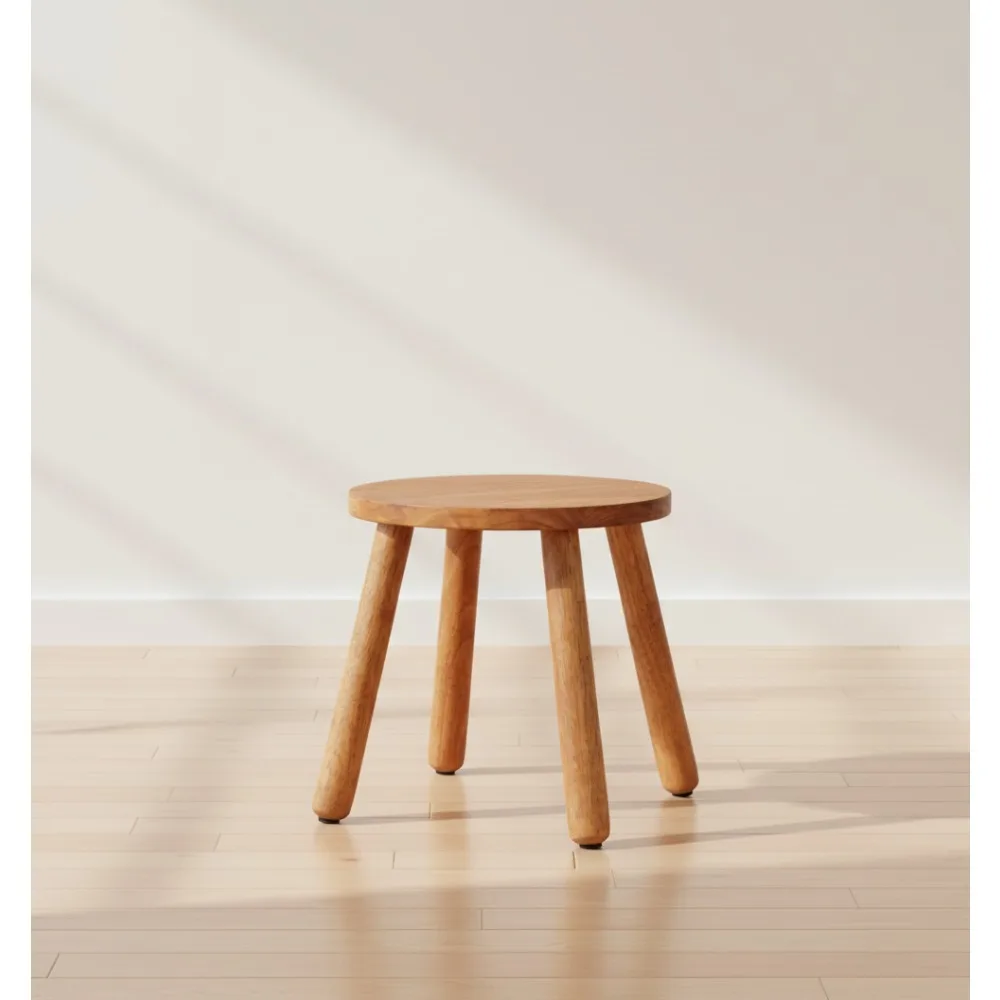 

Round Solid Wood Step Stool 15.8" Multi-Purpose Plant Stand Kitchen Bathroom Bedroom Living Room Stool