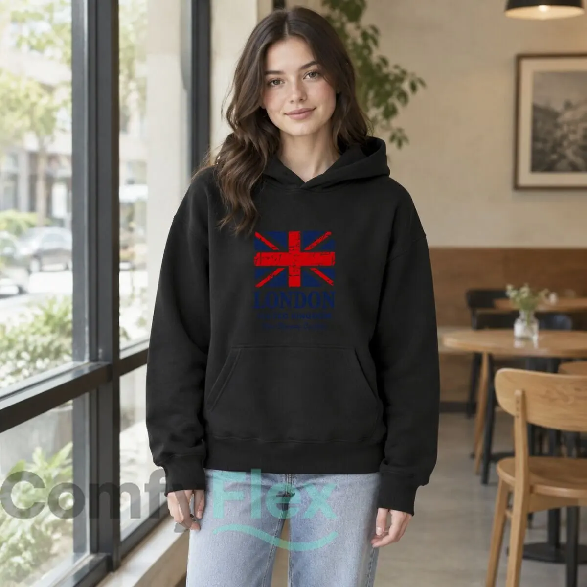 London United Kingdom Union Jack Pure Swimming Culture Graphic Autumn and winter new men's and women's hooded sweatshirts