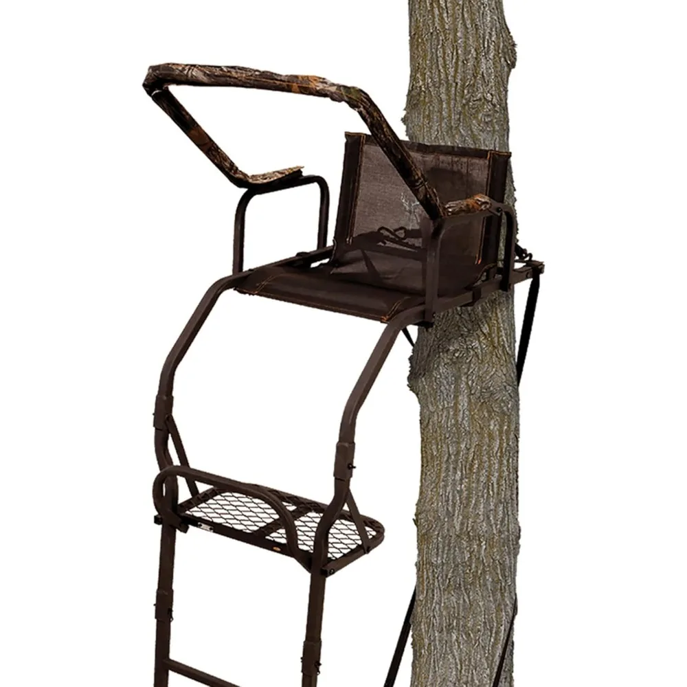 Big Game Warrior Escalera de caza de ciervos para 1 persona Soporte para árbol de escalada con asiento Flex-Tek, 17'