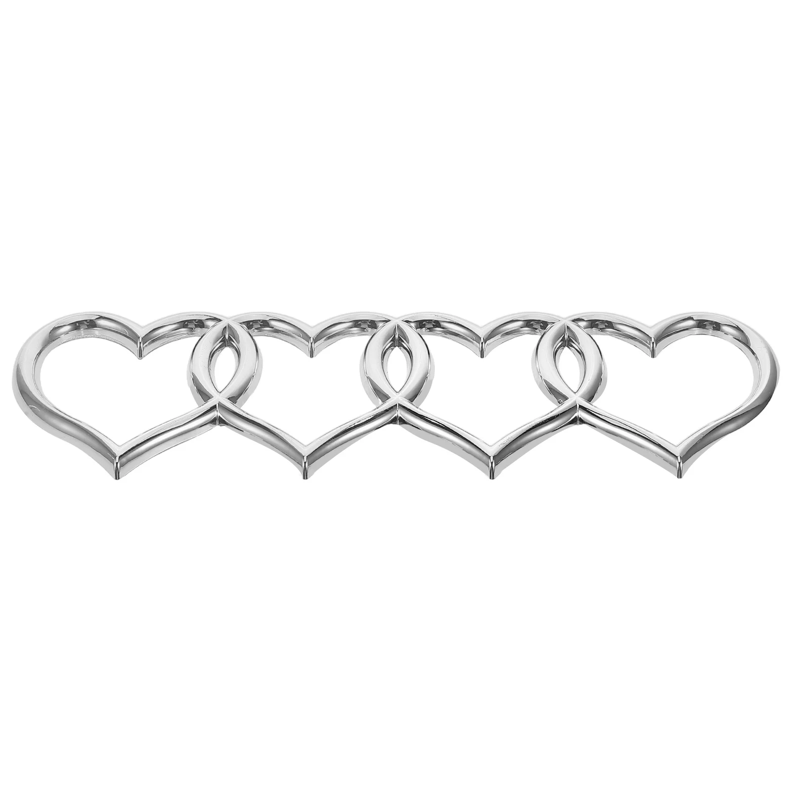 

3D Love Heart Shape Rear Trunk Car Badge Decal Silver Tail Label Car Replacement Sticker Exterior Automotive Decoration