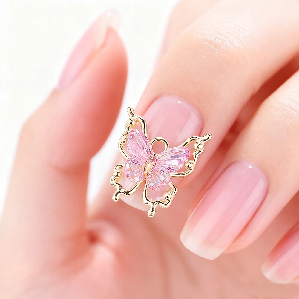 10pcs Butterflies Nail Decoration Shiny Stereoscopic Nail Charm Art 3D Stereoscopic Visual Effect Gradient Iridescent Butterflie