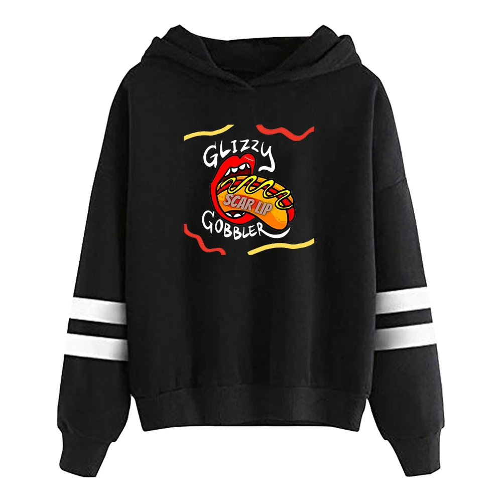 

Scar Lip Hoodie Glizzy Gobbler Merch Pocketless Parallel Bars Sleeve Streetwear Women Men Hooded Sweatshirt Hip Hop Clothes