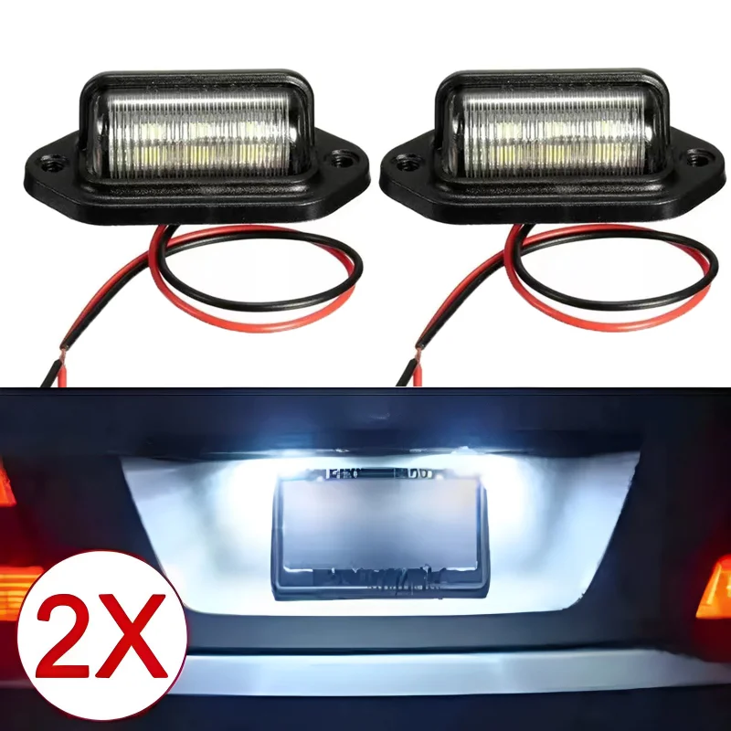 6 LED Car License Number Plate Light White Bulbs License Plate Lights for SUV Truck Trailer Van Tag Step Lamp Auto Products